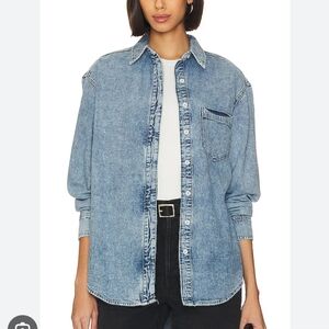 Good American NWT Camisa Indigo Easy Button Down Shirt